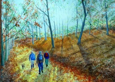 Autumn on Whorl Hill. Acrylic. 61 x 45 cm. £120