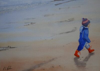 This Way Grandad, Saltburn. Watercolour. 26 x 18 cm. NFS