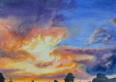 Commondale sunset II. Watercolour. SOLD