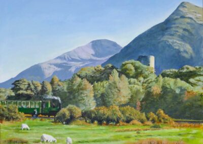 The Slate Train, Llanberis. Acrylic. 66 x 66 cm. £350 framed.