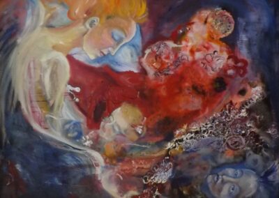 Birth. Oils and Mixed Media. 89 x 100 cm. £250.00 framed.