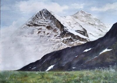 Eiger north wall. Watercolour. 31 x 41 cm.